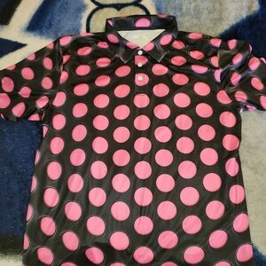Obnoxious Golf Pink Polka Dot Polo Shirt